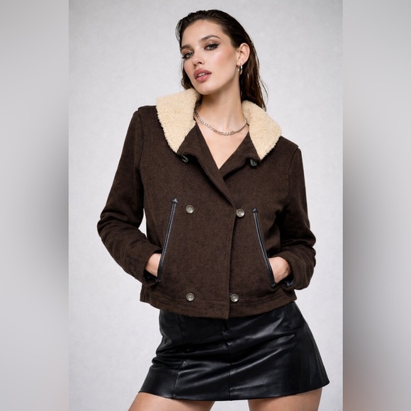 rag & bone Jackets & Blazers - rag & bone shearling wool utility jacket in chocolate brown